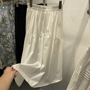 白色半身裙女2024夏季新款小个子大摆裙子宽松百褶裙高腰垂感伞裙