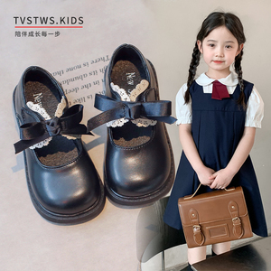 女童黑色小皮鞋玛丽珍夏款2024秋季新款学院风演出小黑鞋开学鞋子