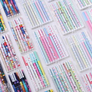 10支盒装彩色中性笔 韩国创意文具0.5mm黑色水笔  文化用品碎花笔