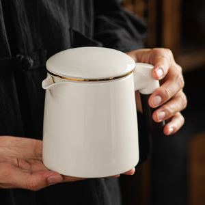 羊脂玉白瓷泡茶壶茶水分离家用陶瓷茶壶单壶大号功夫茶具大容量