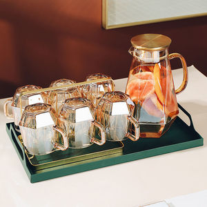 钻石高档玻璃水杯家用套装茶杯水具客厅待客高颜值喝水杯带把整套