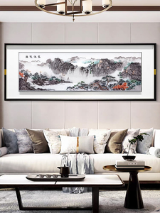 新中式客厅装饰画刺绣成品挂画千里江山图苏绣沙发背景墙高档壁画