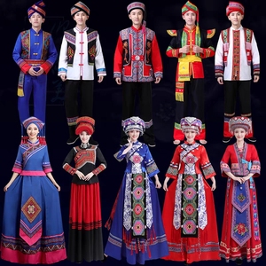 广西少数民族服装出租成人男女壮族苗彝哈尼傣藏族舞蹈表演出服饰