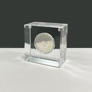 亚克力金币展示架透明勋章CNC高光挖槽方块强磁框架纪念币盒子
