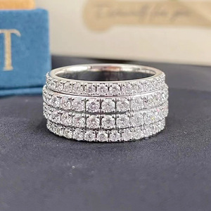 新款品质珠宝2024新款925银时来运转圆钻排钻戒指可转动时尚个性