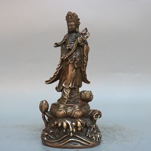 古玩铜器西方三圣莲花底家用桌面铜像摆件长10宽6高19.5厘米