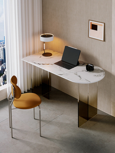 亚克力岩板电脑桌小户型家用悬浮办公桌学习桌简易长条玄关桌书桌