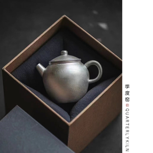 季度窑 中式手工鎏银小品壶 文人泡茶手执壶功夫茶具陶瓷茶壶单壶