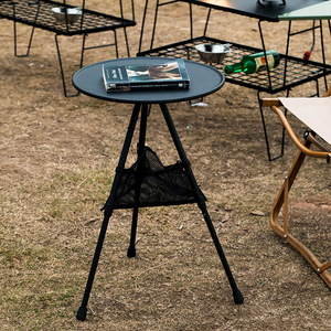 户外露营茶几铝合金桌子野营三脚架铝板便携创意野餐桌超轻圆桌