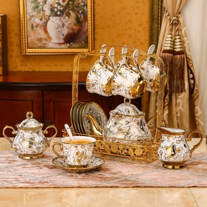 整套咖啡套具客厅杯子套装家用骨瓷红茶杯碟欧式陶瓷咖啡杯马克杯