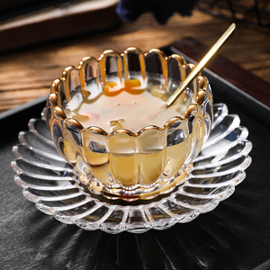 家用高档燕窝碗精致金边玻璃碗创意透明下午茶银耳汤碗甜品糖水盅