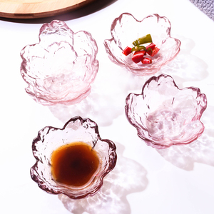 粉色樱花酱料碟玻璃火锅调料小碗花瓣寿司蘸料碟子日式美容精油碗