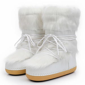 2022冬季欧美时尚太空靴毛毛款月球鞋雪地靴女加绒女