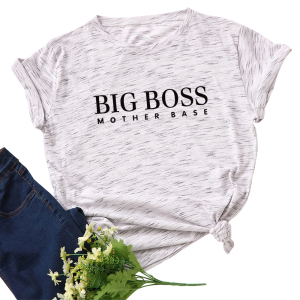 亚马逊跨境欧美女装圆领宽松BIG BOSS短袖T恤女 Women T-Shirts