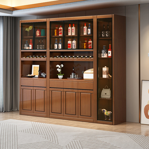 新中式实木餐边柜酒柜墙柜展示柜客厅多功能储物柜餐厅厨房置物柜