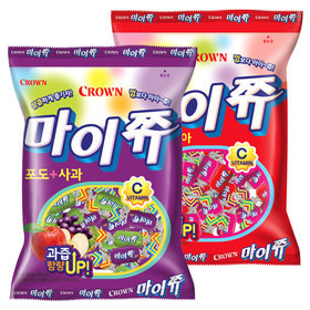 韩国Crown水果VC软糖果酸甜软糖木糖醇草莓葡萄桃子零食328g*3包