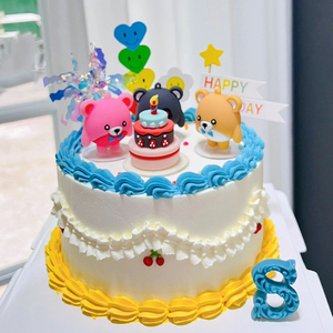 卡通儿童玩具公仔儿童生日蛋糕派对装饰摆件可爱立体小熊烘焙装扮