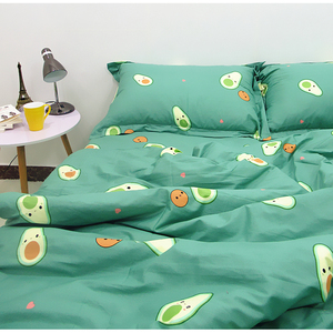 绿色木油果纯棉床单单件斜纹棉布全棉被套枕套被单双人床可订做