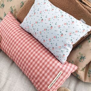 monbebe韩国代购儿童床品宝宝格纹枕头靠枕腰靠待产包清单