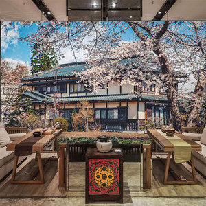 3D立体延伸空间墙纸日本建筑壁纸餐厅寿司料理店居酒屋壁画