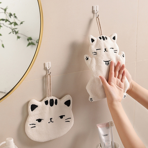舍里猫咪擦手巾挂式吸水速干卡通可爱加厚小毛巾儿童卫生间抹手布