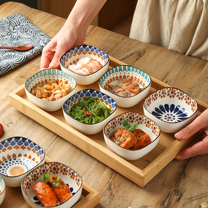 舍里波西米亚家用复古陶瓷味碟火锅蘸料碟日式零食小碟小菜咸菜碟
