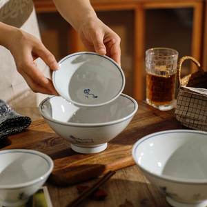 舍里日式和风米饭碗家用2023新款高颜值碗高脚面碗餐具陶瓷斗笠碗