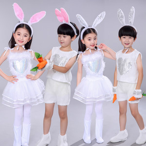 元旦儿童小兔子动物演出服小白兔舞蹈服幼儿大灰狼小白兔舞蹈纱裙