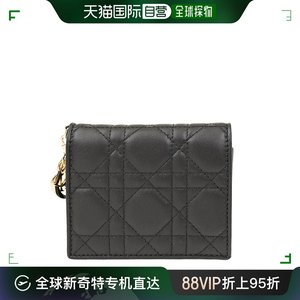 香港直邮Dior迪奥女士短款钱夹黑色绗缝折叠钥匙扣时尚简约便携