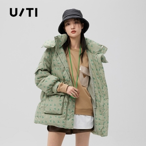 uti尤缇2022冬季新款 时尚满印玩偶森系羽绒服女外套UI4D0692445