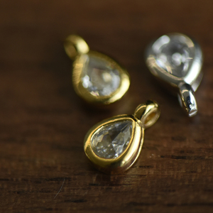 【DSz】金色银色包镶水滴型锆石挂件可做链子尾缀diy手工饰品配件