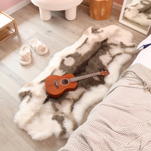 欧美风卧室床边毯仿真皮草卧室床头地毯家用长毛绒地垫仿驯鹿皮垫