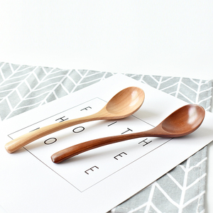 包邮长柄勺子创意弯柄咖啡勺子搅拌勺 日式木勺子木质小汤勺