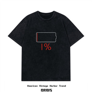 百分之一电量t恤男夏装短袖2024新款创意青少年情侣半袖纯棉上衣