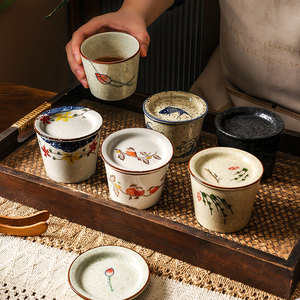 日式复古陶瓷带盖小茶杯水杯杯盖杯茶具主人杯子喝茶个人专用中式