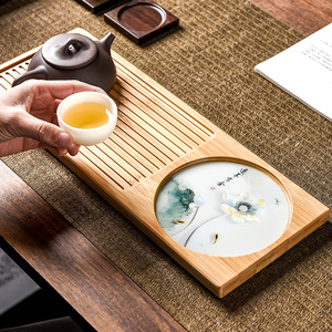 离器简约家用竹制茶盘日式现代小型茶海茶台干泡盘功夫茶具沥水台