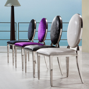 新款餐椅现代简约时尚餐椅 加厚高圆靠背椅 高档皮椅子不锈钢餐椅