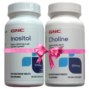 【多囊套餐】GNC肌醇Inositol500mg100片+胆碱Choline250mg100片