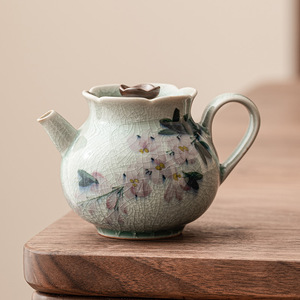 极素冰花手绘玉兰花茶壶泡茶家用可过滤花苞单壶茶杯陶瓷功夫茶具