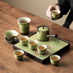 极素窑变功夫茶具套装家用2024新款中式陶瓷侧把壶茶杯泡茶具礼盒