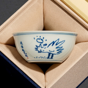 神鸟凤凰图景德镇茶杯创意陶瓷茶杯个人专用中式主人杯家用品茗杯
