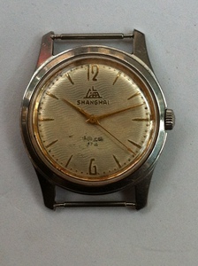 上海611波纹面古董机械手表
