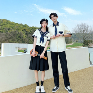 日系水手服jk制服学院风新中式套装短袖上衣毕业季班服合唱演出服