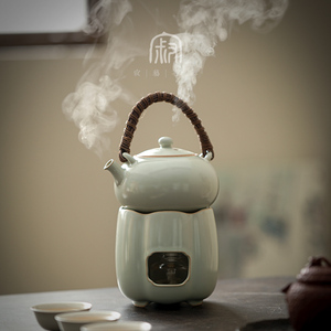 寂艺酒精加热煮茶炉中式陶瓷藤把手煮茶壶家用茶室煮茶器温酒器