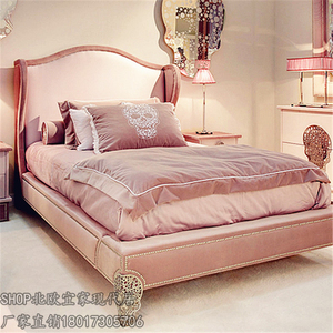 儿童床女孩床粉色公主床欧式意大利布艺床样板间1.2米单人床