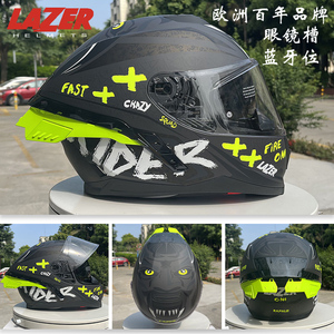 雷泽LAZER欧洲品牌机车头盔摩托全盔双镜片3C男女防雾眼镜槽尾翼