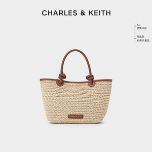 【520礼物】CHARLES&KEITH24新款CK2-30271346绳结菜篮子包编织包