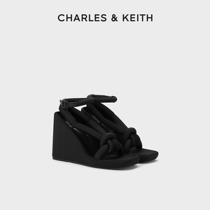 CHARLES&KEITH24春夏新款CK1-80580146绕绳粗条带厚底坡跟凉鞋女