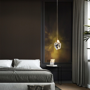 全铜钻石水晶床头灯吊灯北欧风卧室床头灯现代简约背景墙创意个性