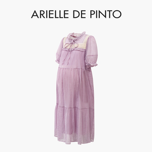 法国ARIELLE DE PINTO孕妇装夏款法式温柔气质淑女减龄紫色连衣裙